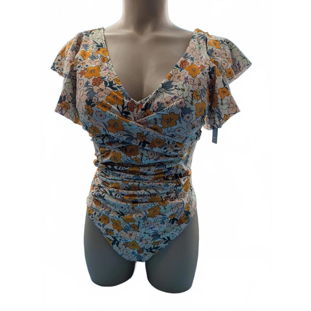 Blooming Jelly Ruffle Floral Print Women's One-Piece Swimsuit NWT‎